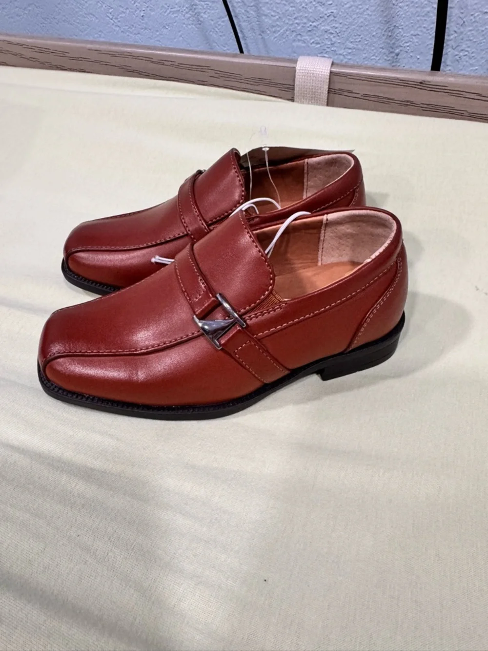Toddler Boys size 8 Brown Leather dress Slip-On Loafers